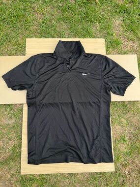 Nike Men’s Black Short Sleeve Polo with White Swoosh